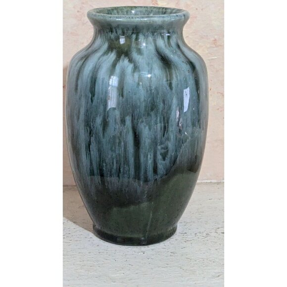 Vintage Camark  Pottery  blue drip glaze vase ceramic   6" blue green  MCM - Picture 1 of 10